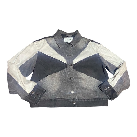 PISTOLA Willow Colorblock Boxy Denim Jacket Sz - Picture 2 of 6